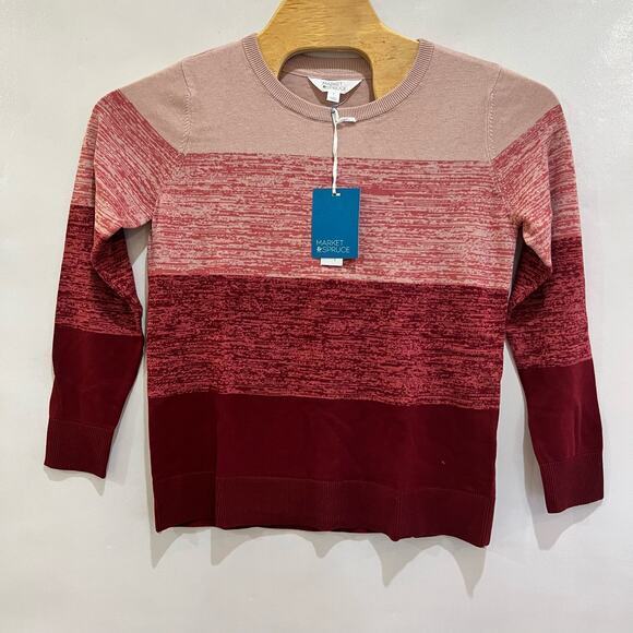 Market & Spruce Womens Red Striped Long Sleeve Sweater‎ Size L - Picture 1 of 4